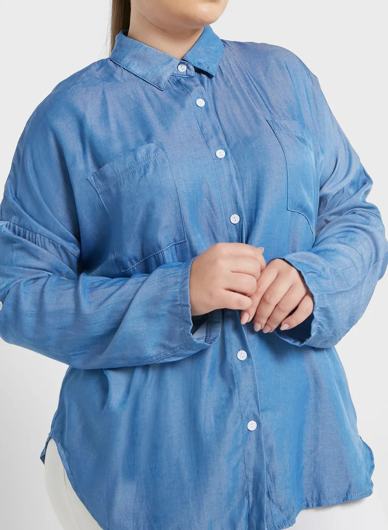 Ginger Plus Plain Button Down Shirt