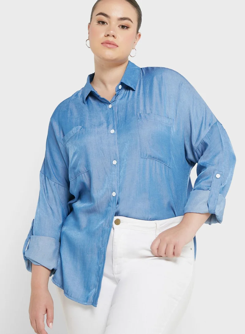 Ginger Plus Plain Button Down Shirt