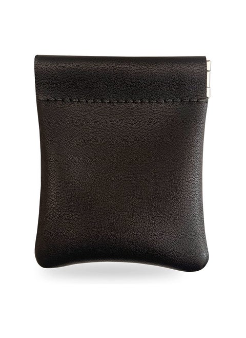 Leather Squeeze Coin Pouch for Men & Women | Coin Purse | Coin Holder | For Coins, Keys, Earphones, Cards, AirPods, Rosary | Great Gifting Option (Black)