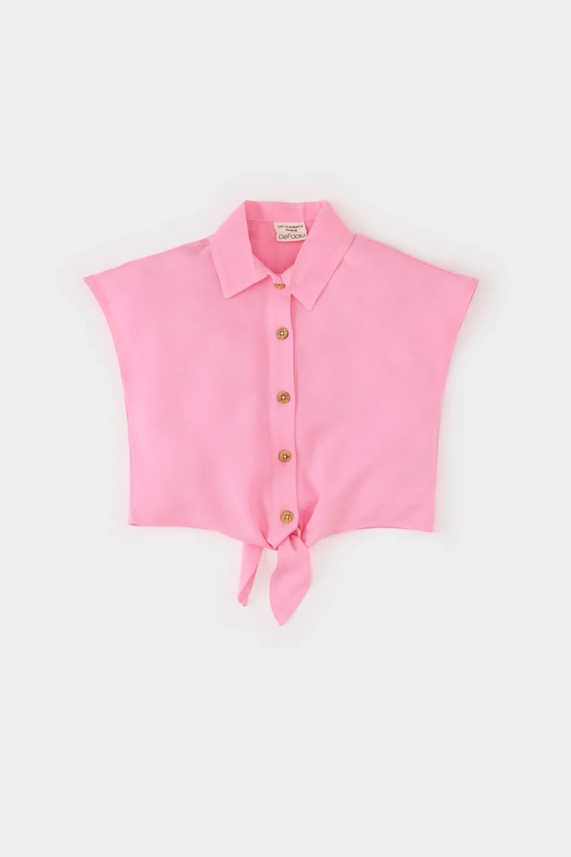 ديفاكتو Baby Girl Shirt Collar Short Sleeve Shirt