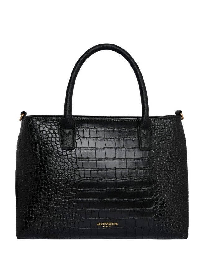 Accessorize London Women's Black Caroline Satchel Hand Bag|hand bags for women stylish medium size | Ladies Purse Sling Bag | Shoulder bag with adjustable strap and coin purse for woman - Image 3