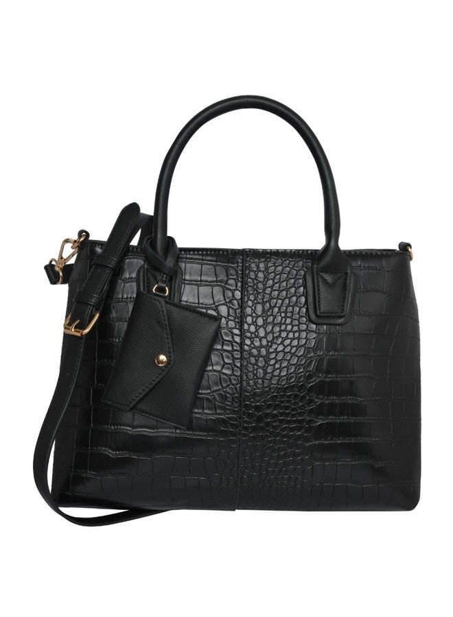 Accessorize London Women's Black Caroline Satchel Hand Bag|hand bags for women stylish medium size | Ladies Purse Sling Bag | Shoulder bag with adjustable strap and coin purse for woman - Image 1