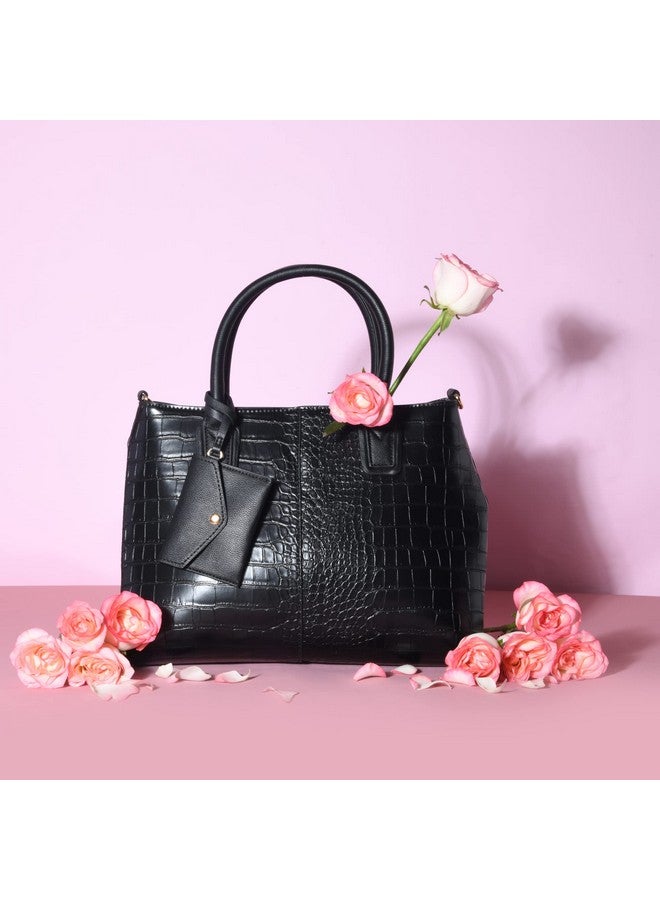 Accessorize London Women's Black Caroline Satchel Hand Bag|hand bags for women stylish medium size | Ladies Purse Sling Bag | Shoulder bag with adjustable strap and coin purse for woman - Image 5