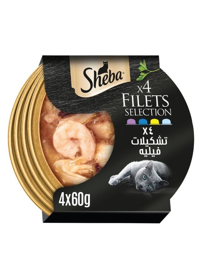 Sheba Filets Selection Wet Cat Food 4 x 60g  - Image 1