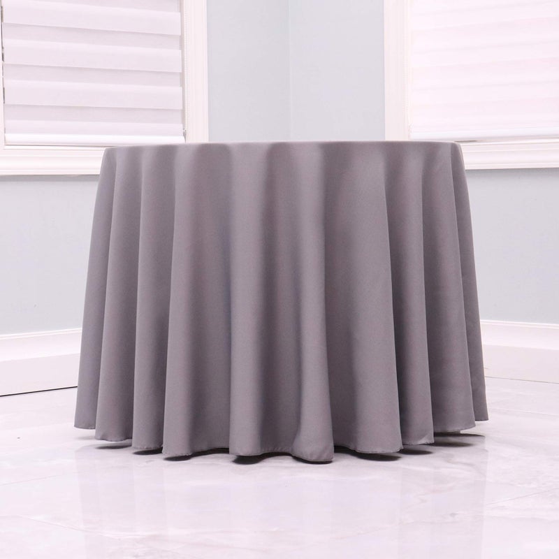 Kadut Charcoal Tablecloth - 108"" Inch Round Tablecloths for Circular Table Cover in Charcoal Washable Polyester - Great for Buffet Table  Parties  Holiday Dinner & More