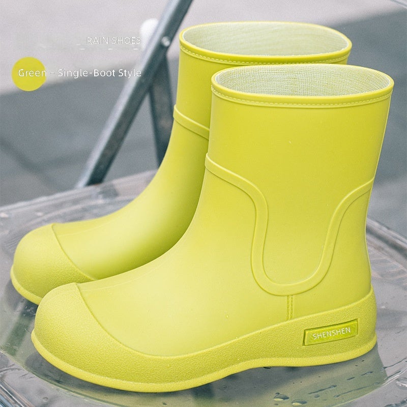 Women PVC Rain Boots Fleece Lined Low Heel - Image 1