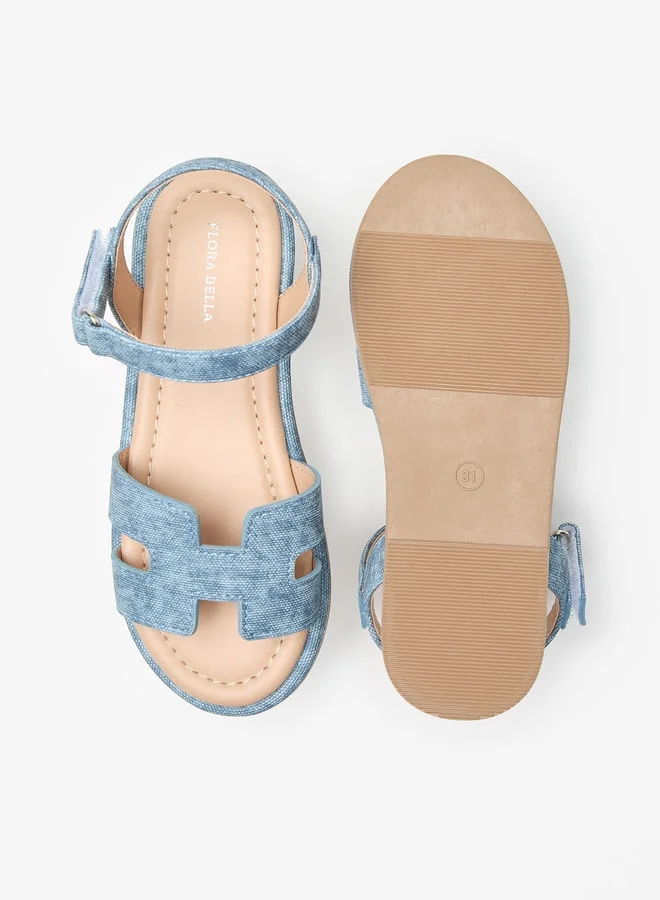 Flora Bella By Shoexpress Textured Sandals with Hook and Loop Closure
