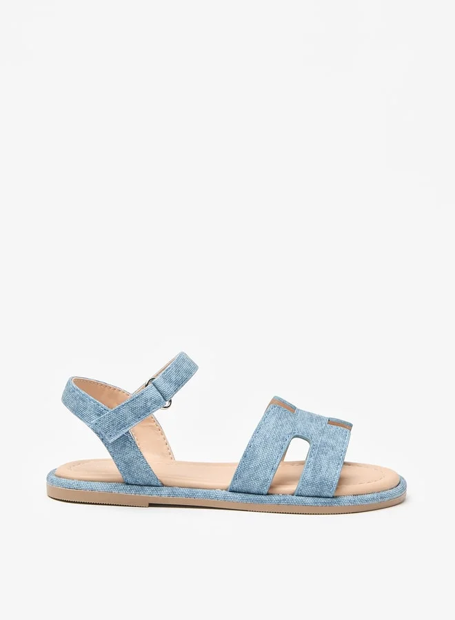 Flora Bella By Shoexpress Textured Sandals with Hook and Loop Closure