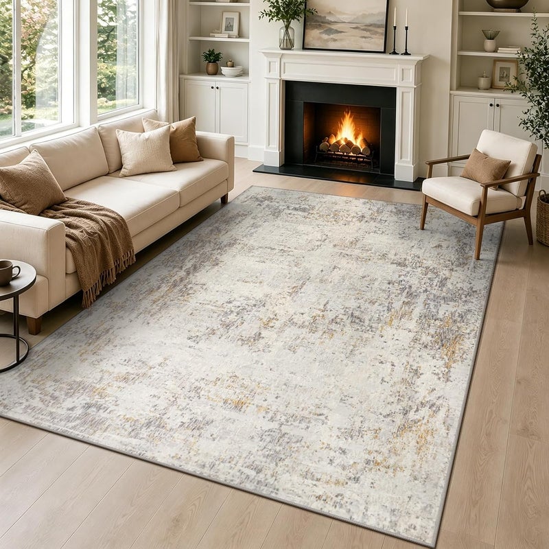 Capslpad Abstract Rug 120 x 180 cm Modern Short Pile Soft Faux Wool Living Room Rug Washable Non-Slip Minimalist Floor Mat Rugs for Living Room Bedroom Office - Image 1
