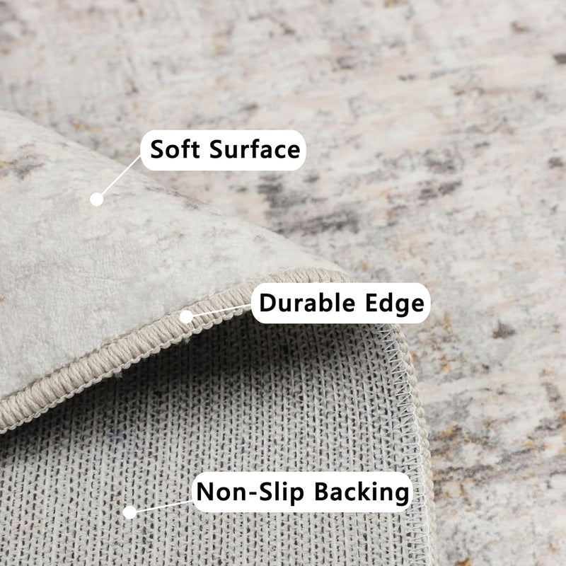 Capslpad Abstract Rug 120 x 180 cm Modern Short Pile Soft Faux Wool Living Room Rug Washable Non-Slip Minimalist Floor Mat Rugs for Living Room Bedroom Office - Image 2
