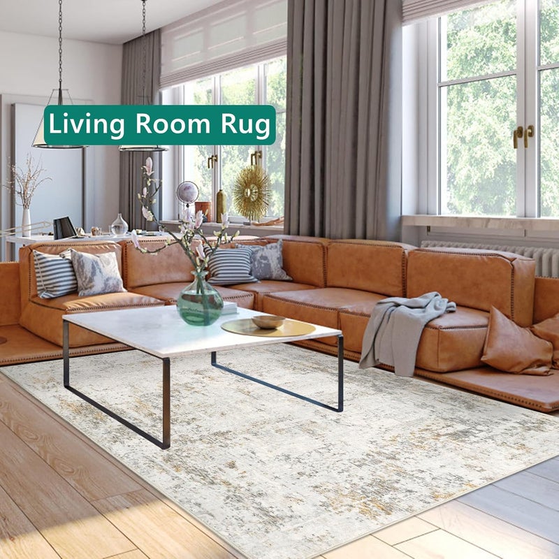 Capslpad Abstract Rug 120 x 180 cm Modern Short Pile Soft Faux Wool Living Room Rug Washable Non-Slip Minimalist Floor Mat Rugs for Living Room Bedroom Office - Image 4