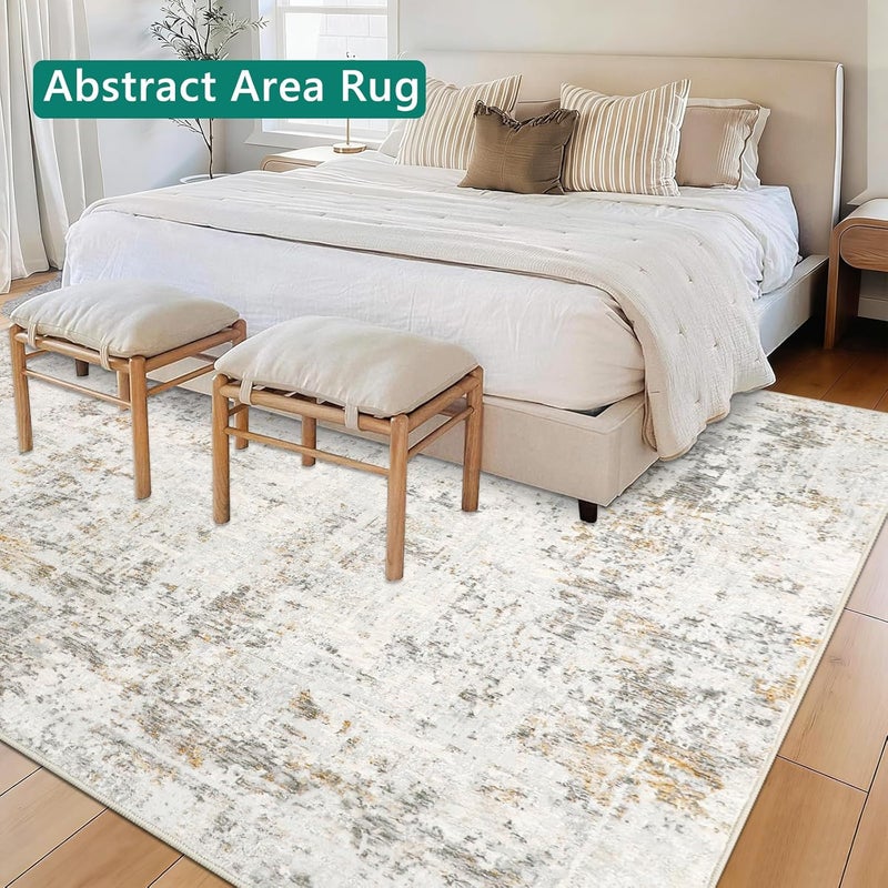 Capslpad Abstract Rug 120 x 180 cm Modern Short Pile Soft Faux Wool Living Room Rug Washable Non-Slip Minimalist Floor Mat Rugs for Living Room Bedroom Office - Image 5