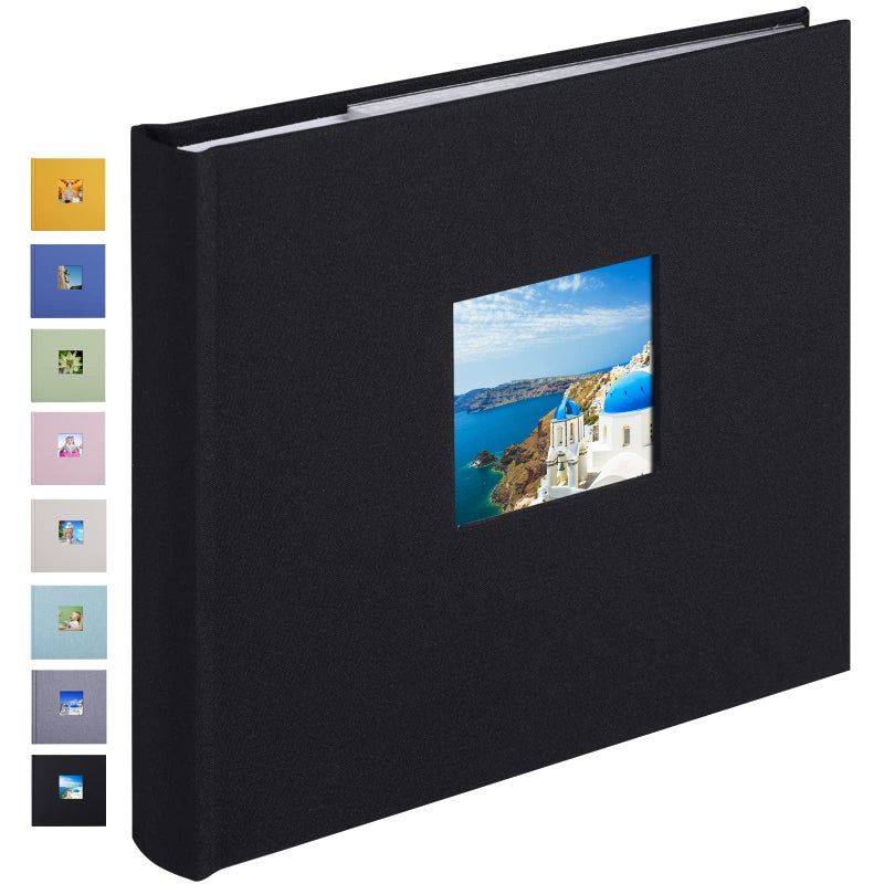 1DOT2 Photo Album 4x6 Hold 60 Photos with Memo Vertical Slip-in Pockets Photo Book  Linen Cover Picture Photo Albums with Writing Space for Wedding Baby Mother's Day Black - Image 1