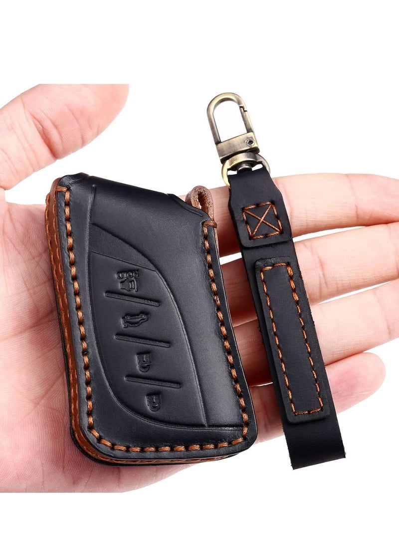 Leather Car Key Fob Cover for 2021-2023 Lexus ES RX Compatible with New Lexus LS NX Car Key Shell Case - Image 1