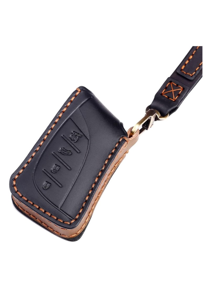 Leather Car Key Fob Cover for 2021-2023 Lexus ES RX Compatible with New Lexus LS NX Car Key Shell Case - Image 3