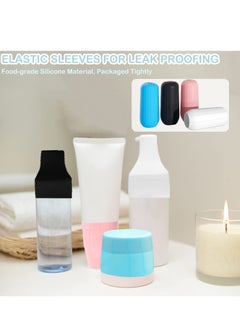 Y&D Elastic Sleeves for Leak Proofing Travel, 8pcs Silicone Proof Sleeve Travel Covers, Toiletries Skins, Reusable Leakproof Toiletries, Shampoo  - Image 2