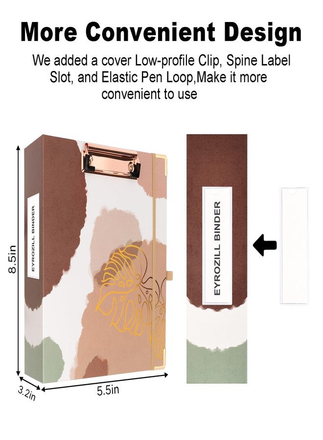 EYROZILL 2 Inch Mini 3 Ring Binder for 5.5" x 8.5" Paper with 5-Tab Dividers EYROZILL Cute Mini Binder for School/Office Supplies and Home, Brown Impression - Image 5