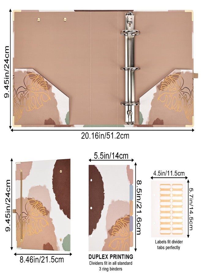 EYROZILL 2 Inch Mini 3 Ring Binder for 5.5" x 8.5" Paper with 5-Tab Dividers EYROZILL Cute Mini Binder for School/Office Supplies and Home, Brown Impression - Image 3