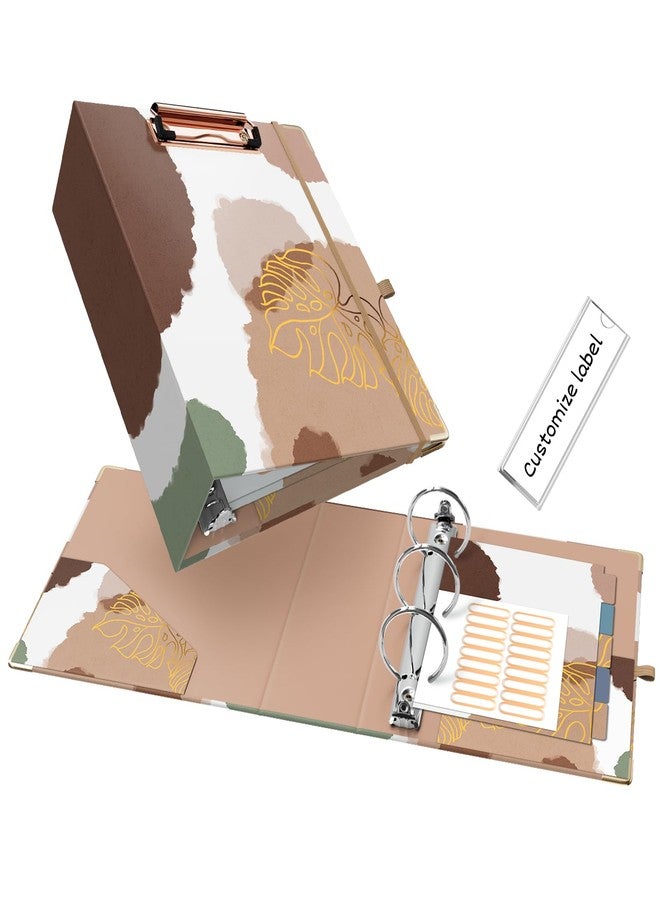 EYROZILL 2 Inch Mini 3 Ring Binder for 5.5" x 8.5" Paper with 5-Tab Dividers EYROZILL Cute Mini Binder for School/Office Supplies and Home, Brown Impression - Image 1