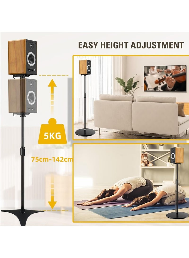 FlashHawk Speaker Stands- Height Adjustable for Universal Satellite Speakers, Set of 2 for Bose Polk Yamaha Samsung JBL Sony A9RS5（Black/Triangular Base） - Image 3