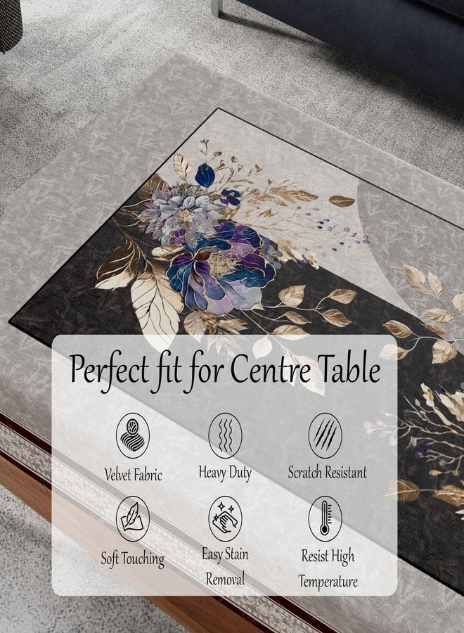 ZUKIODECOR غطاء طاولة مركزي مخملي مزين بالزهور من زوكيوديكور، غطاء طاولة بتصميم رائع من رقائق الذهب لغرفة المعيشة (36 × 54 بوصة) مستطيل (زهرة سوداء) - Image 4