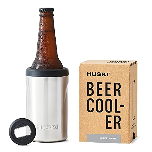 Huski Beer Cooler 2.0 | NEW | Premium Can and Bottle Holder | Triple Insulated Marine Grade Stainless Steel | Detachable 3-in-1 Opener | Works as a Tumbler | Best Gifts for Beer Lovers (Stainless) - Image 1