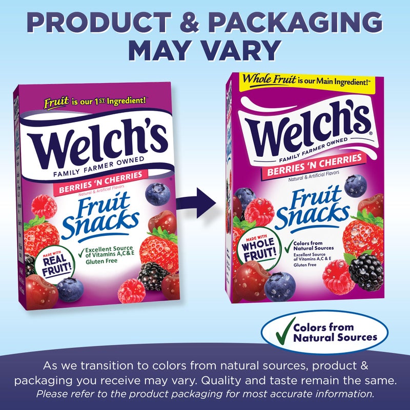 Welch's Fruit Snacks, Berries 'N Cherries Snack Box, Gluten Free, 0.8oz Snack Packs (Pack of 40) - Image 2
