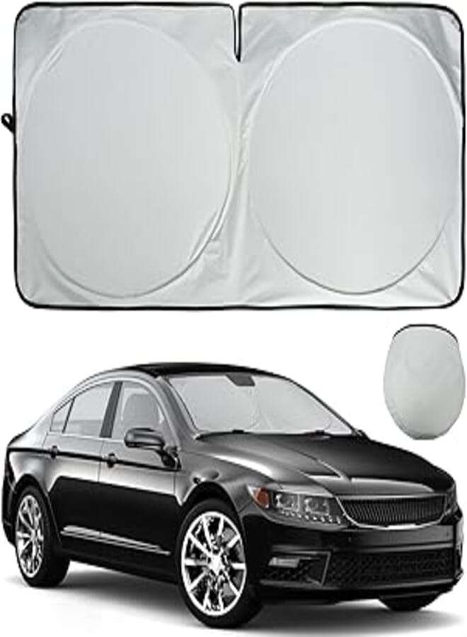 Generic Car Sun Shade, HOMEYA Windshield Sun Shade 300T Textile Total Blackout Fabric, Foldable Car Front Window Sun Shade to Block UV Ray & Keep Your Vehicle Cool, Sun Visor Protector for Sedans SUV Truck