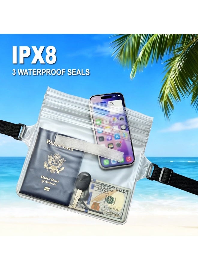 2PCS Triple Zip Waterproof Phone Pouch Touchscreen Dry Bag Travel Waist Bag - Image 4