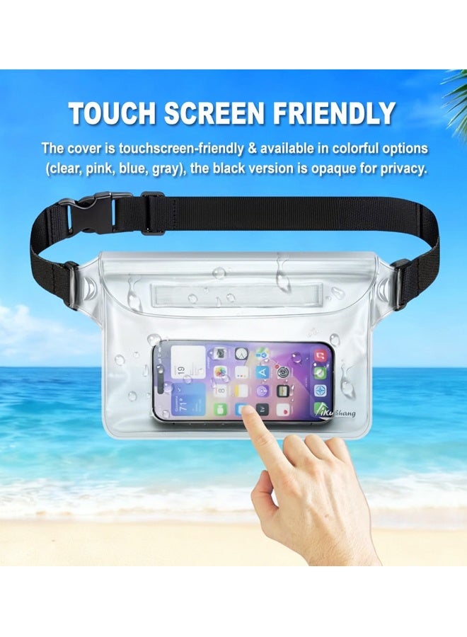 2PCS Triple Zip Waterproof Phone Pouch Touchscreen Dry Bag Travel Waist Bag - Image 3