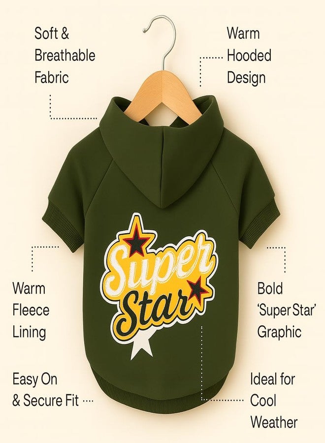 Zigly Lifestyle Super Star Dog Hoodie | Warm Soft Dog Sweatshirt with Hood | Comfortable Casual Winter Wear for Small, Medium & Large Breeds | XS - Image 3
