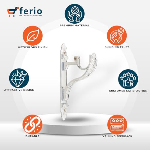 Ferio Curtain Bracket Double Rod Holder Zinc Alloy Heavy for Door and Window Support Fitting for 1 Inch Rod Pocket Size Chrome Finish for Home Décor (Pack of 4) - Image 4