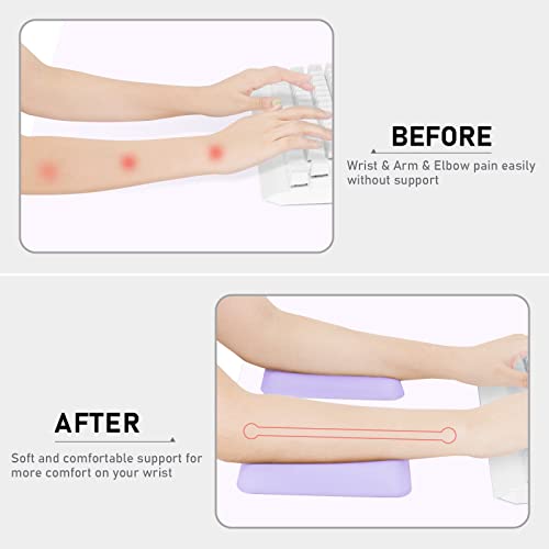 Leolee Elbow Rest Pads for Desk, Purple Ergonomic Wrist Rest Pad Arm Rest Pads with Memory Foam & Non-Slip Base, Armrest Cushion Support Pad Relieve Elbow and Wrist Pain for Computer, Office, 2 Packs - Image 4