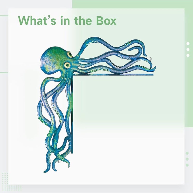 Octopus Metal Door Frame Decor 11.8 Inch Ocean Theme Painted Blue - Image 3