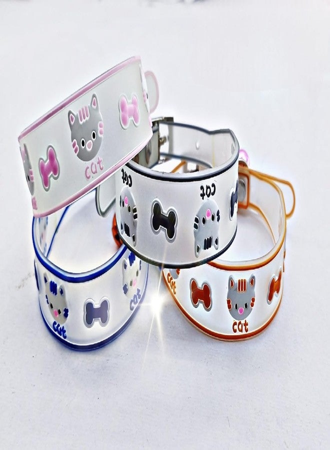 RoverPets Reflective Silicone Cat & Kitten Adjustable Collar with Safety Buckle & Bell | Soft, Radium Glow Collar| Comfortable, Lightweight & Breakaway Design (Design 03-Pack of 1) - Image 1