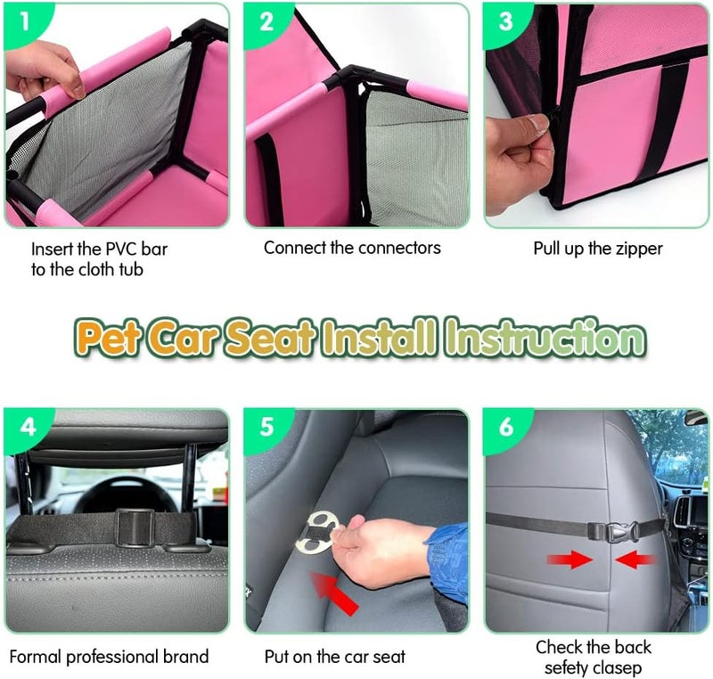 SWIHELP Dog Car Seat Puppy Portable Pet Booster Car Seat with Clip-On Safety Leash and Stable Fram, Anti-Collapse,Perfect for Small Pets - Image 4