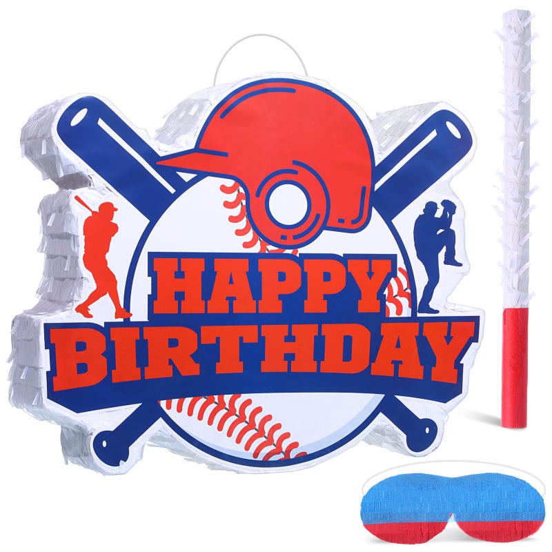 Jerify Large Baseball Piata for Kids 1575 x 1575 Inches Baseball Piata with Bat and Blindfold Sports Theme Party Decoration Supplies for Birthday Party - Image 3
