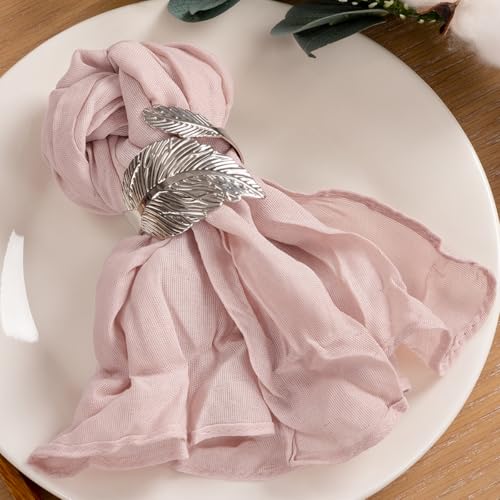 MLMC 10 Pack Pink Cheesecloth Napkins Bulk Washable Cloth Napkins Set of 10 21"x21" Rustic Boho Dusty Pink Gauze Dinner Table Napkins for Fall Wedding Bridal Baby Shower Gathering Decor - Image 1