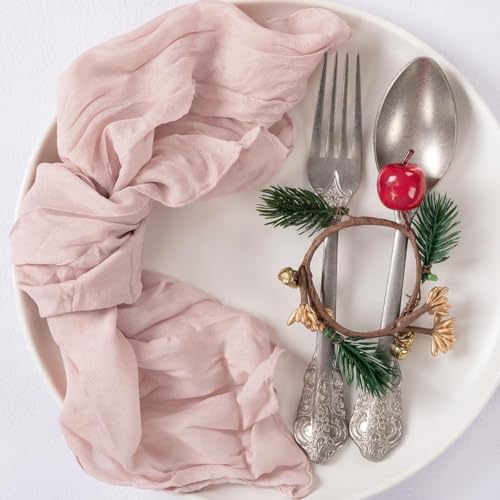 MLMC 10 Pack Pink Cheesecloth Napkins Bulk Washable Cloth Napkins Set of 10 21"x21" Rustic Boho Dusty Pink Gauze Dinner Table Napkins for Fall Wedding Bridal Baby Shower Gathering Decor - Image 5