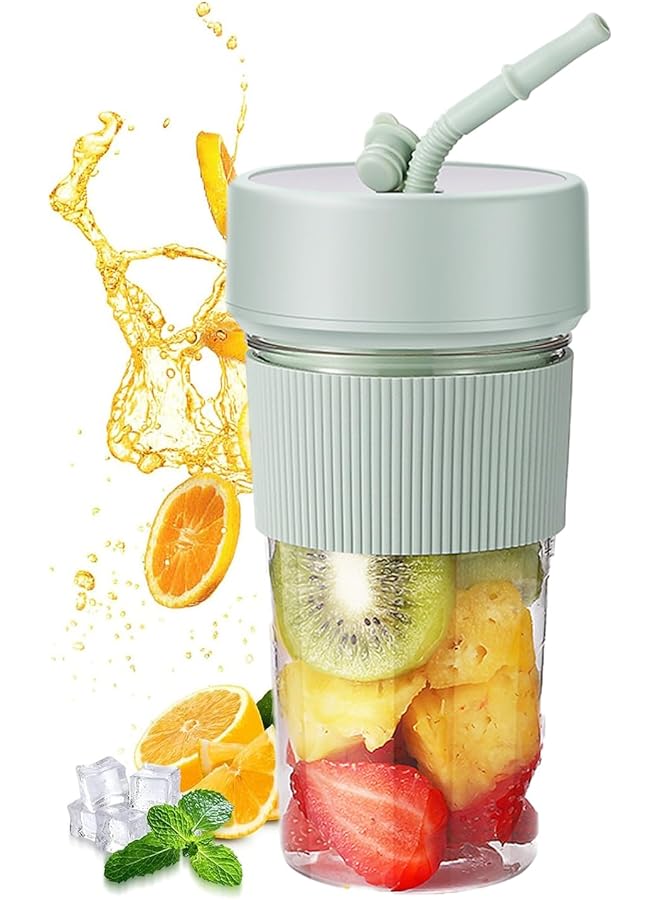 ULHYC Portable Blender Cup Blender For Shakes And Smoothies With Straw Rechargeable Personal Blender Multifunctional Blender With Ultra Sharp Six Blades Bottle Ideal For Traveling Gym Office  - Image 1