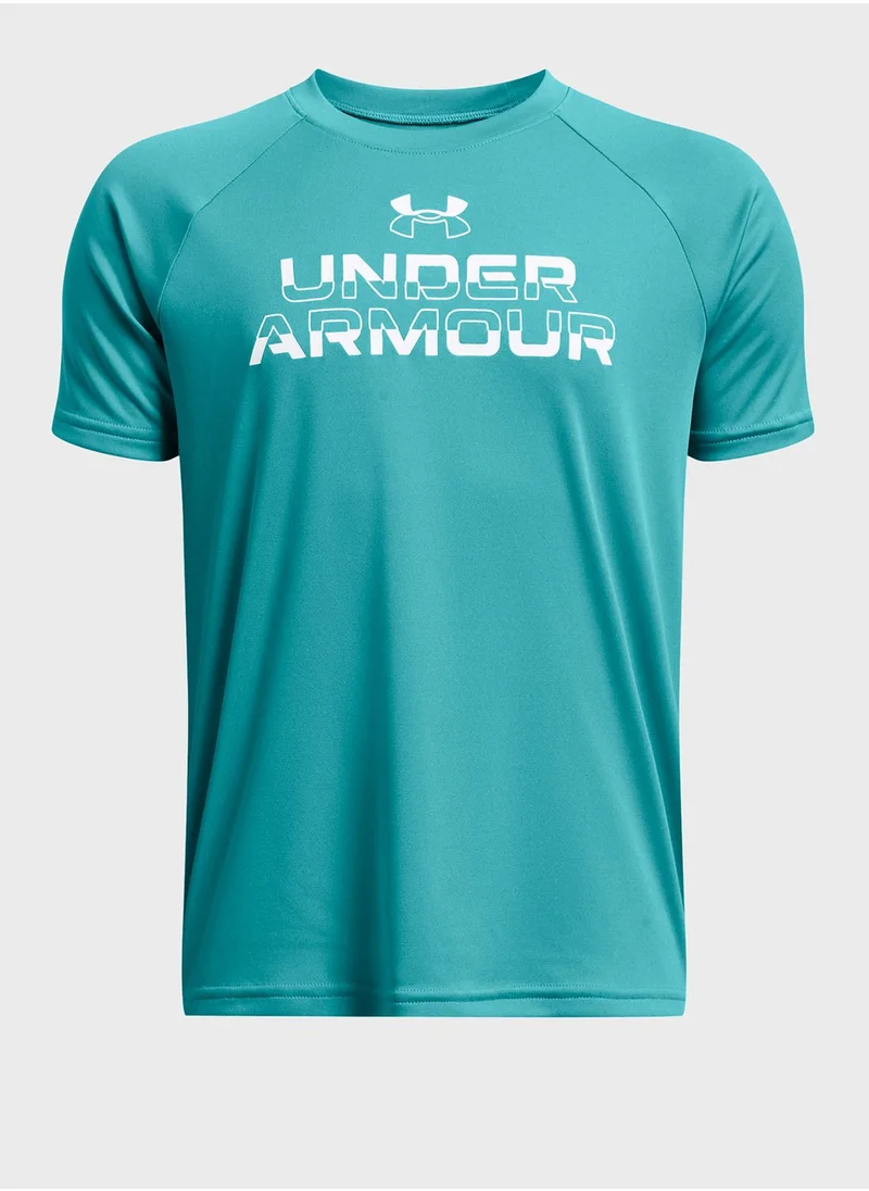 UNDER ARMOUR Boys' Tech Split Wordmark T-Shirt