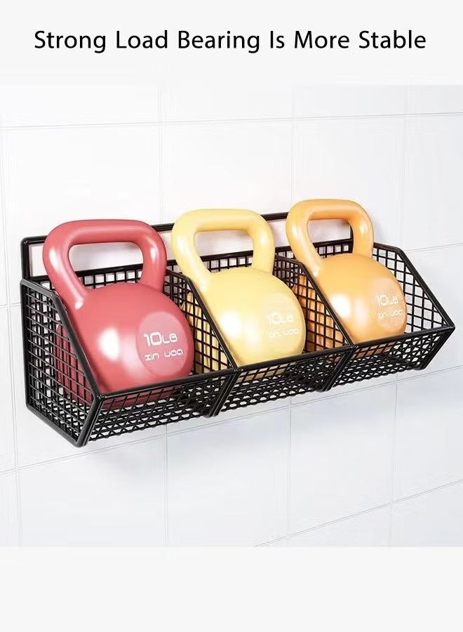 3 Grids Wall Mounted Storage Rack, Onion Ginger Garlic Storage Basket, Kitchen Vegetable Seasoning Storage Organizer, Large & Deep Sturdy Storage Rack, Suitable for Kitchen, Bathroom, Living Room (Black, 36*11*15 Cm) - Image 4