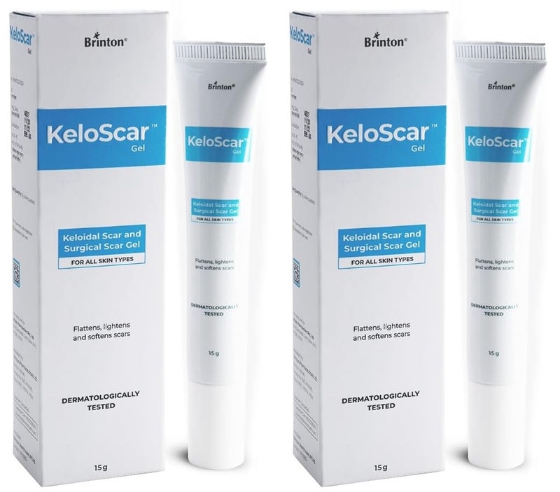 Brinton Brinton Keloscar Gel  Surgical Scar Gel for All Skin Types Stimulates Skin Regeneration 15 g x Pack of 2 - Image 1