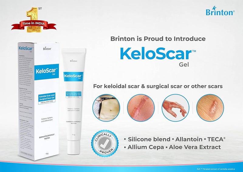 Brinton Brinton Keloscar Gel  Surgical Scar Gel for All Skin Types Stimulates Skin Regeneration 15 g x Pack of 2 - Image 4