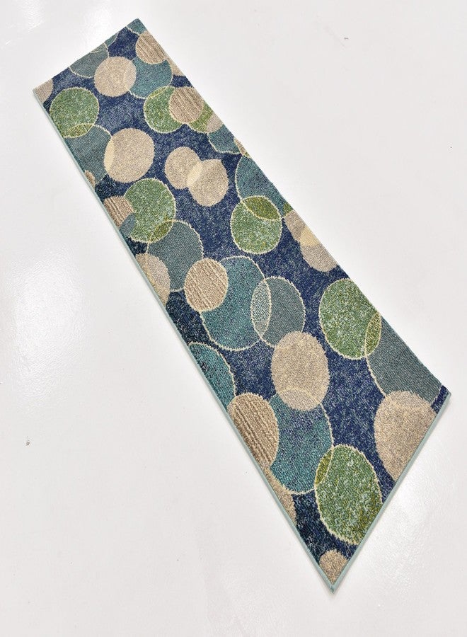 يونيك لوم سجادة منطقة عصرية من مجموعة كروماتيك من يونيك لوم، بتصميم بوكيه عصري وألوان تجريدية نابضة بالحياة، تناسب أي ديكور منزلي، مقاس 6 أقدام و2 بوصة × 6 أقدام و7 بوصات، لون أزرق داكن/بيج - Image 2