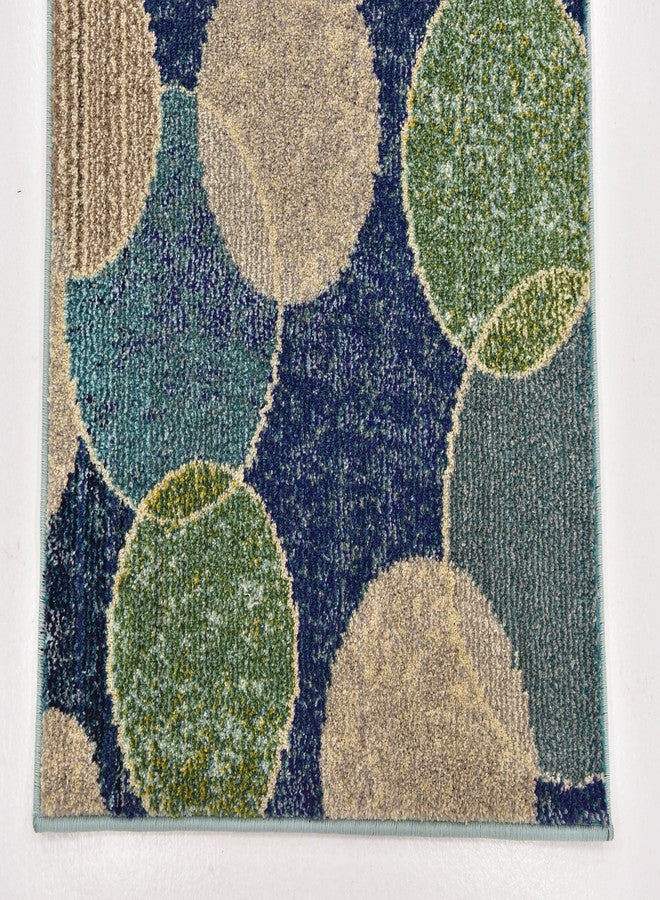 يونيك لوم سجادة منطقة عصرية من مجموعة كروماتيك من يونيك لوم، بتصميم بوكيه عصري وألوان تجريدية نابضة بالحياة، تناسب أي ديكور منزلي، مقاس 6 أقدام و2 بوصة × 6 أقدام و7 بوصات، لون أزرق داكن/بيج - Image 5