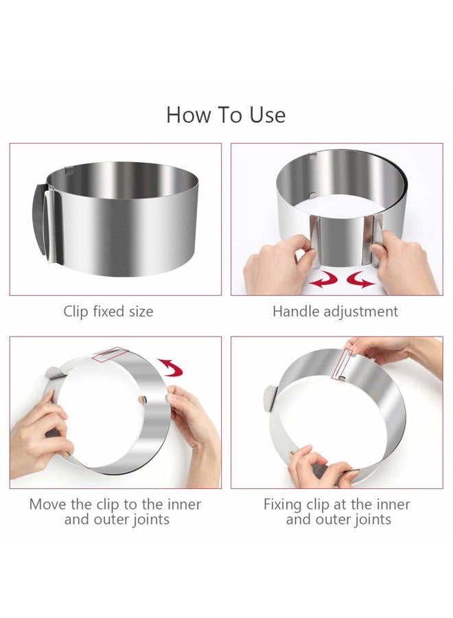 Wiwaplex Cake Ring 6 to 12 Inch Adjustable Round Stainless Steel Cake Mousse Mould Bakeware Tools Decorating Mold Baking - Image 3