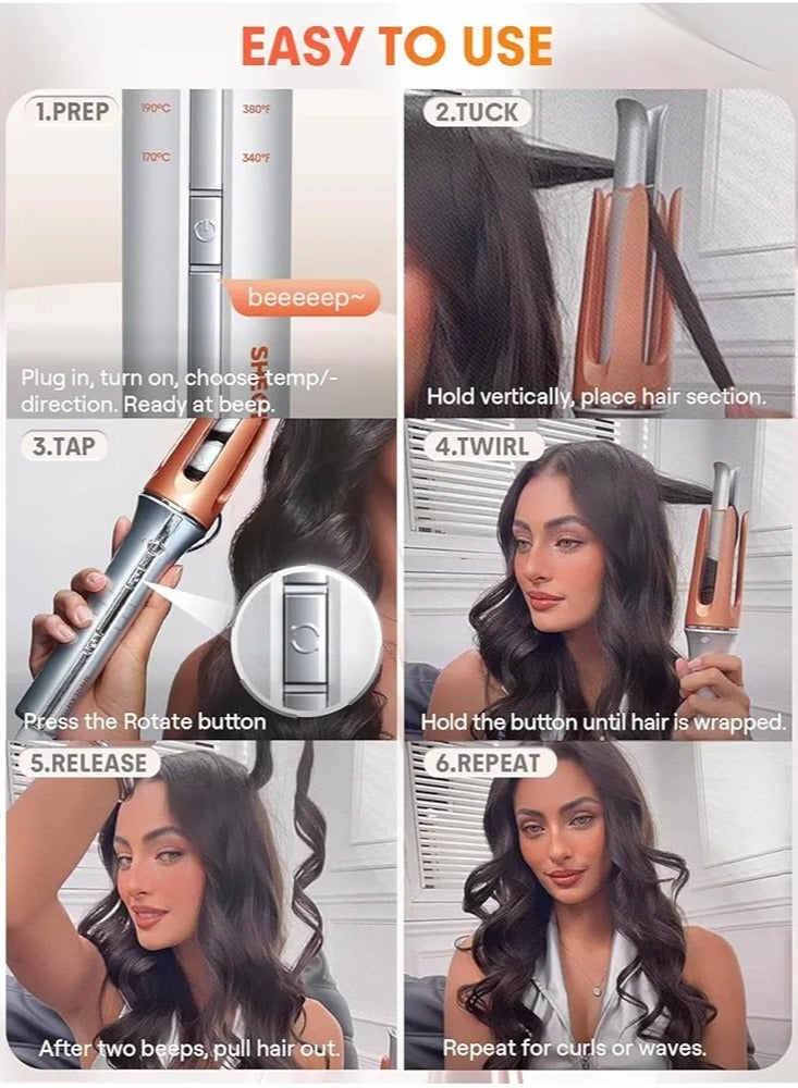 جهاز تجعيد الشعر الأوتوماتيكي، مكواة تجعيد سيراميك سريعة التسخين مزودة بخاصية مقاومة التشابك، وإيقاف تلق - Image 5