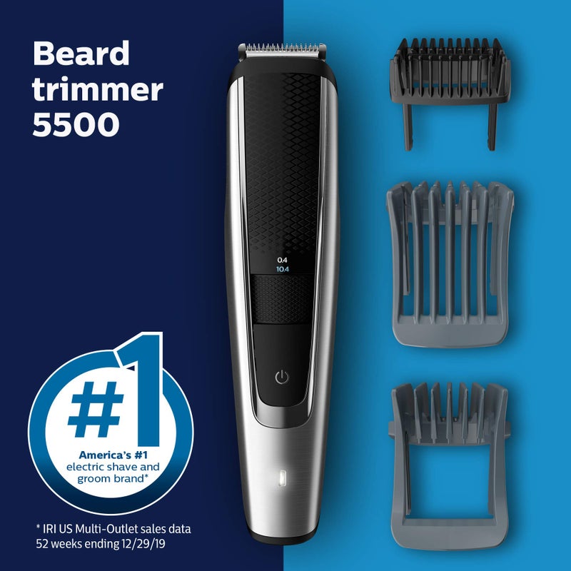 Norelco Philips Beard Trimmer and Hair Clipper Series 5500, Electric, Cordless, one Pass Beard Trimmer and Hair Clipper with Washable Feature for Easy Clean - No Blade Oil Needed - BT5511/49 - Image 2