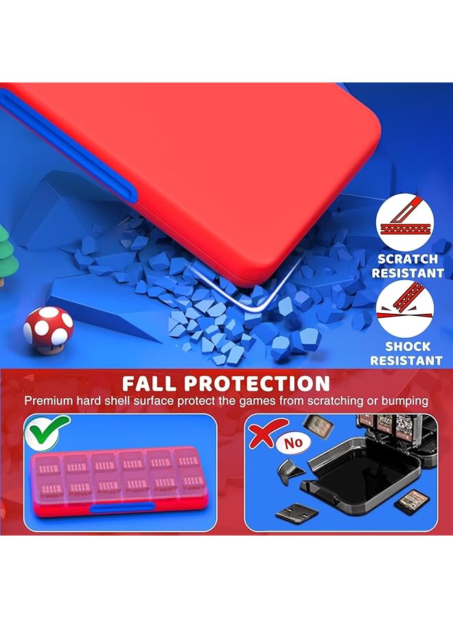 كيلا حامل ألعاب Switch لبطاقة ألعاب Nintendo Switch/Oled/Lite حامل ألعاب Switch مع 24 فتحة ألعاب و24 فتحة بطاقة Micro SD (أحمر وأزرق) - Image 3
